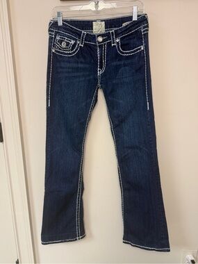 L.A. idol USA: Women's Thick Stitch Low Rise Bootcut Medium Wash Jean, Size 9